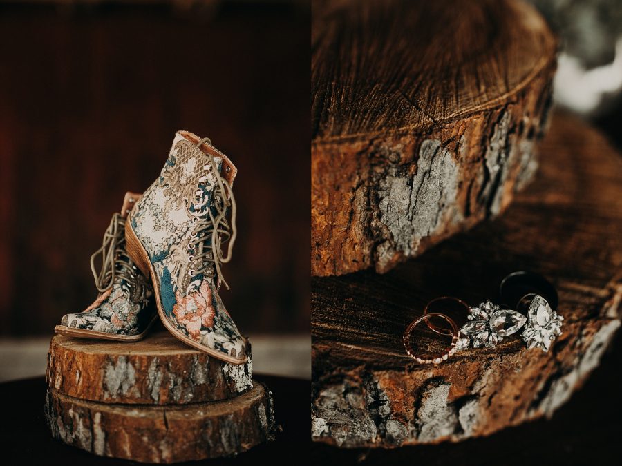 Rustic Acres Farm detail ring shot wedding boots