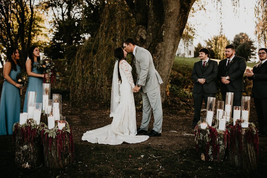 Wedding Photos under a willow tree