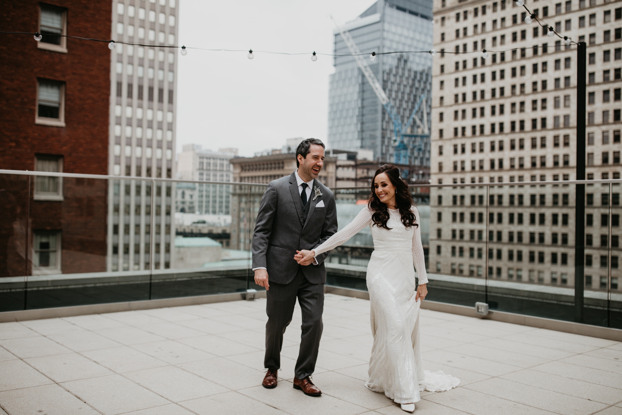  Pittsburgh wedding Photographer, December wedding in Pittsburgh, Holiday wedding, Pittsburgh wedding at SLATE, Blanc De Blanc Bridal, Hannah Conard Beauty, Simply Captivating hair, Mocha Rose floral, First look, Neutral tone bridal party, Hotel Monaco Pittsburgh, Wedding photos at Bar Marco, long sleeve gown, Indie gowns in Pittsburgh, Hair down bride, monochromatic wedding, Pittsburgh Winter Wedding, amazing wedding florals, floral installation for the aisle